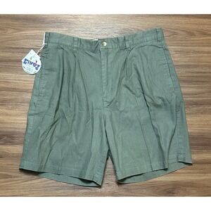 Pivot Rules Men's Olive Green Linen Cotton Blend Pleated Golf Shorts Size 36